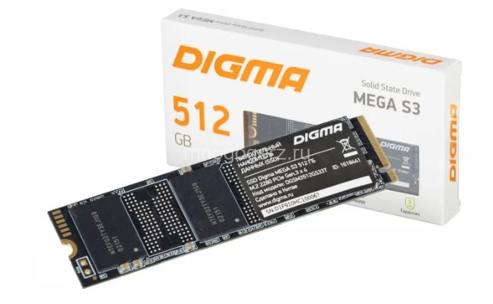 SSD накопитель Digma Mega S3 512ГБ, M.2 2280, NVMe